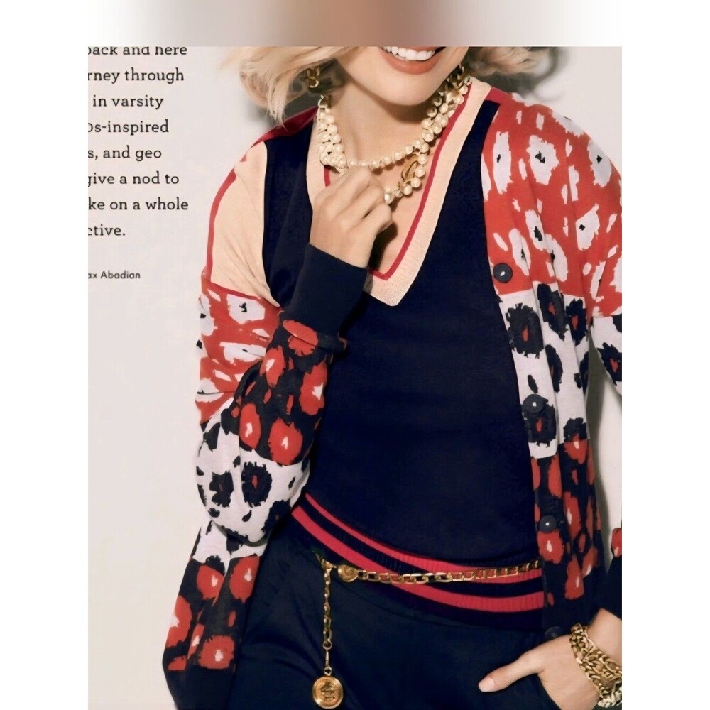 Cabi Style 6163 Up Beat Floral Animal Print Small Cardigan